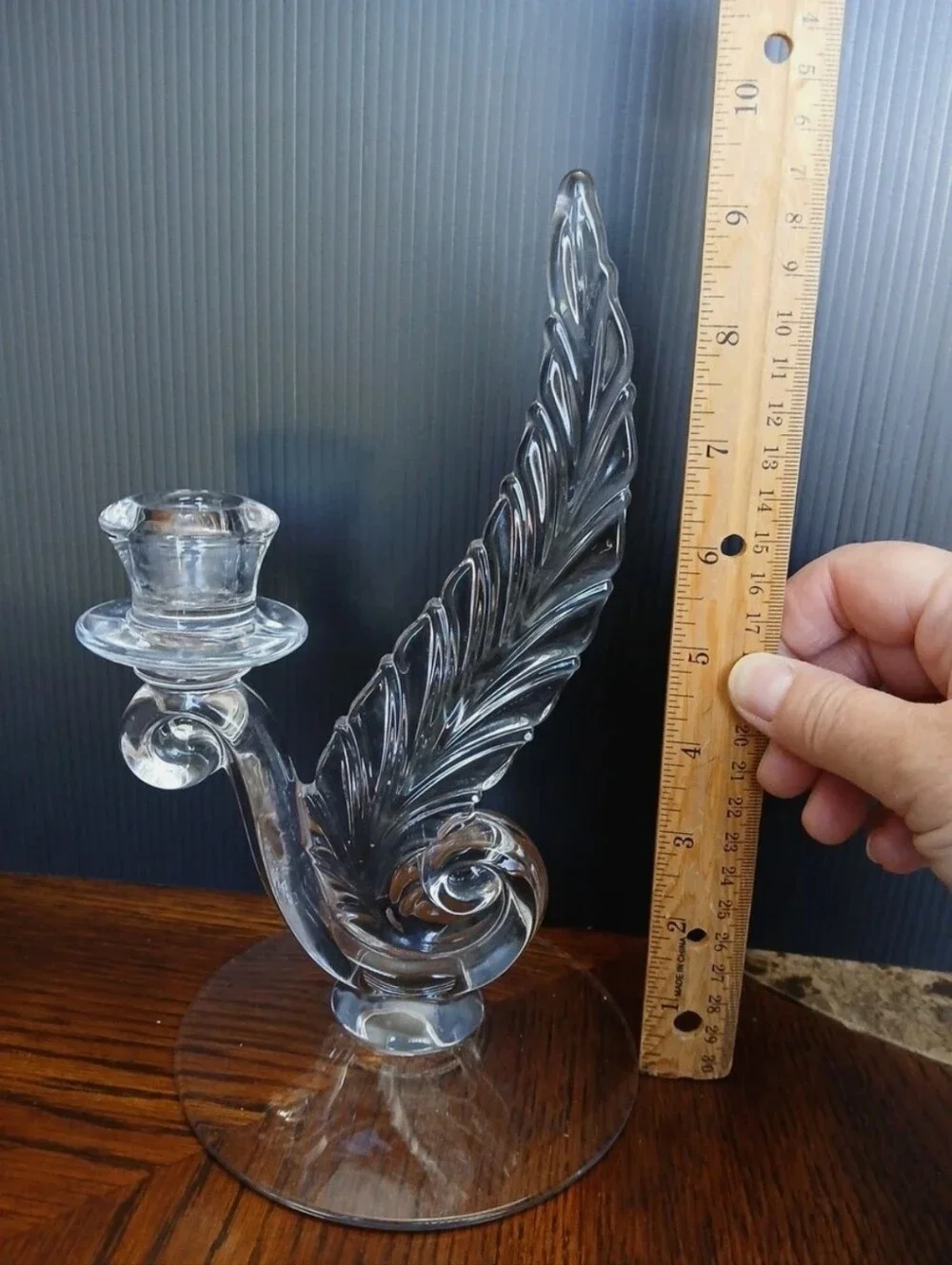 Vtg Fostoria Glass Single Plume Candlestick 9.5